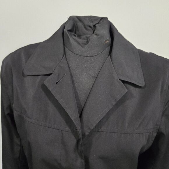 🐢 London Fog Ladies Raincoat. Black, zipper, Size S/P , INCLUDES BELT - Picture 7 of 16